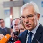 Alexander Grushko talks with journalists after a NATO Russia Council