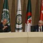 Algerias Foreign Minister Ramtane Lamamra right and Arab League Secretary General Ahmed Aboul Gheit